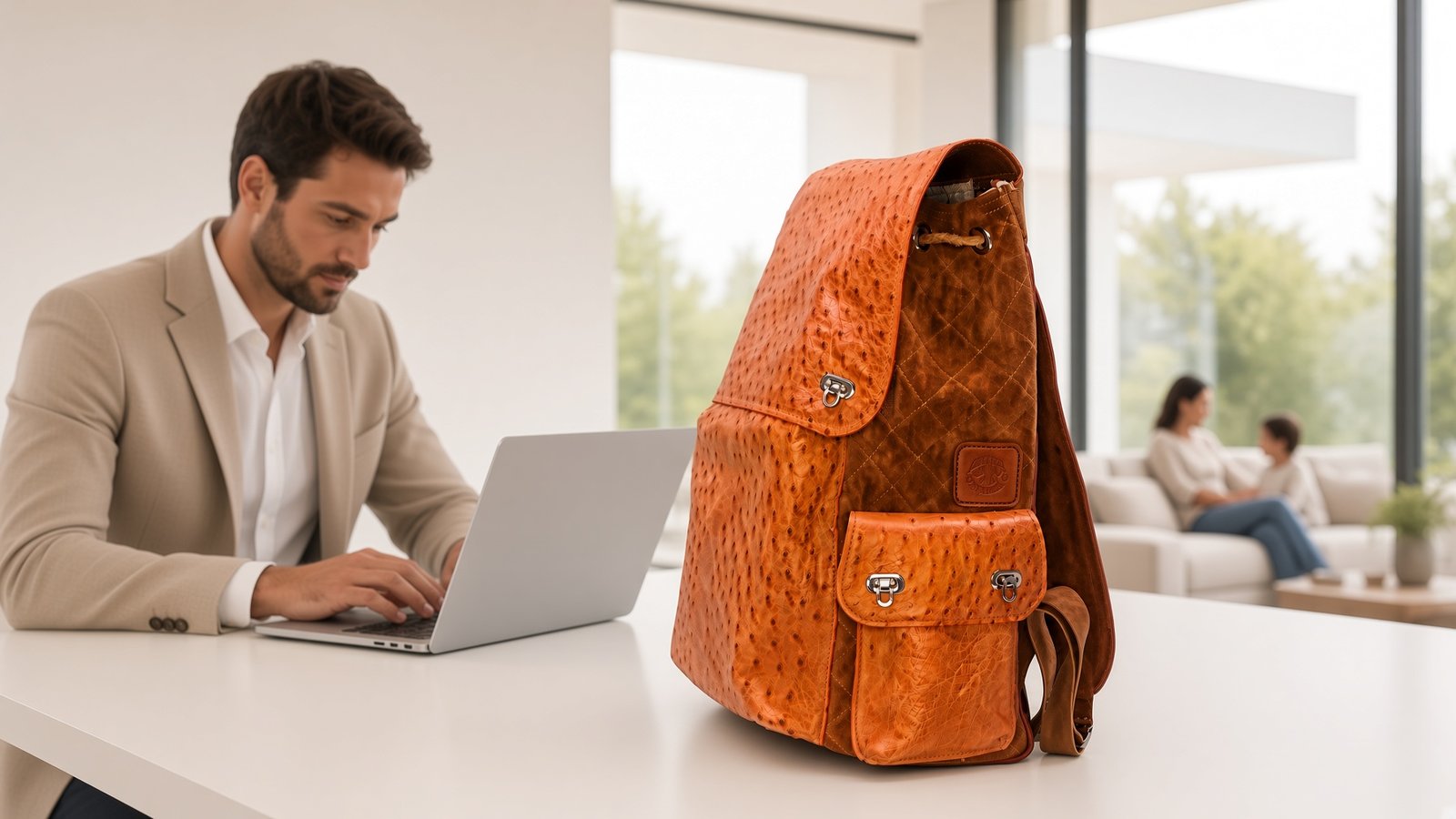 mochila de avestruz verdadeiro